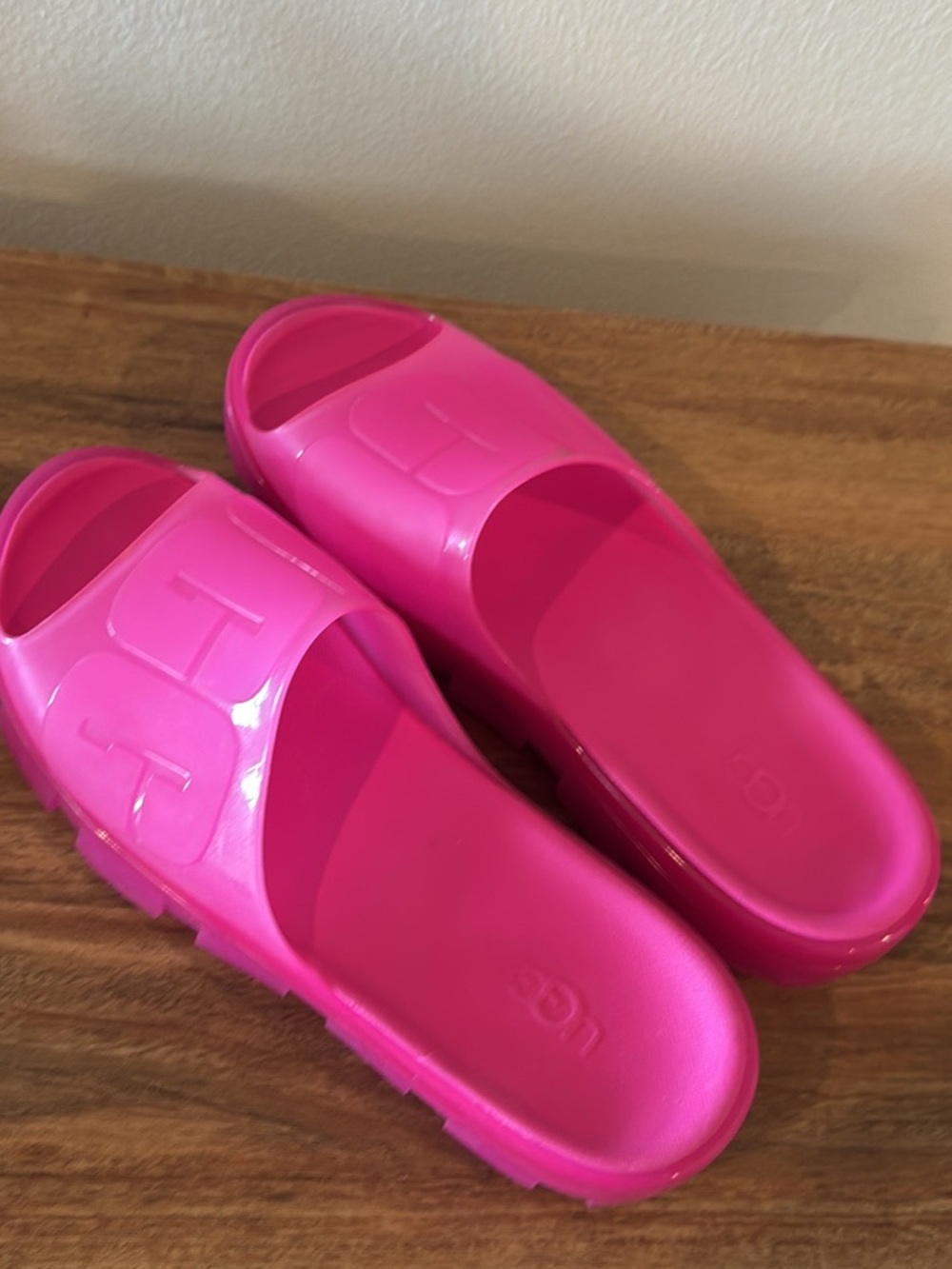 UGG Hot Pink Logo Jelly Slide Sandals - Picture 3 of 4